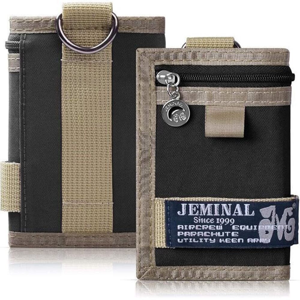 8777 Trifold Wallet Canvas Outdoor Sports Keychain Wallet with Multiple